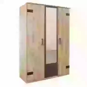 Industrial Graphite Wood Effect 3 Door 2 Drawer Wardrobe 135cm